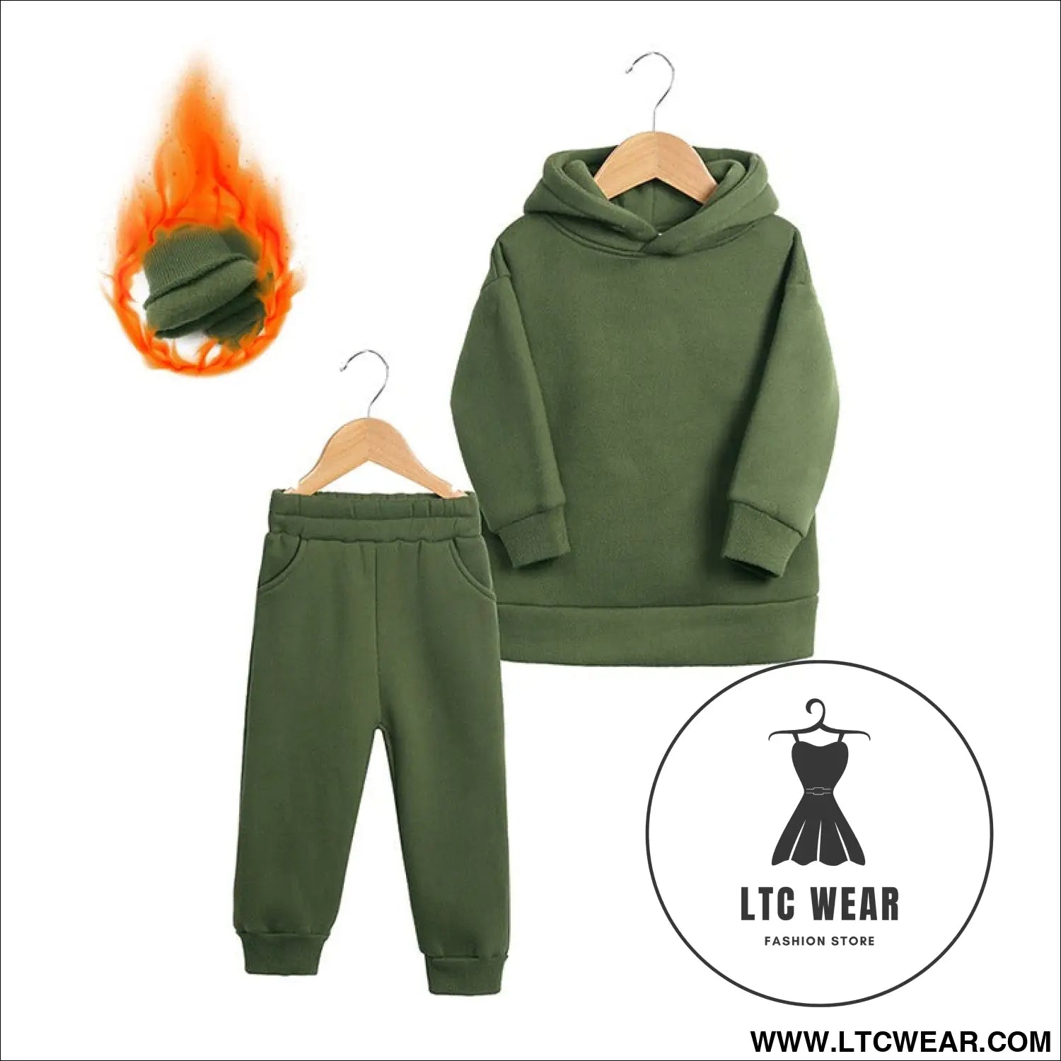 Thickened autumn and winter clothing children’s sports suit casual pullover hooded sweater trousers two-piece set