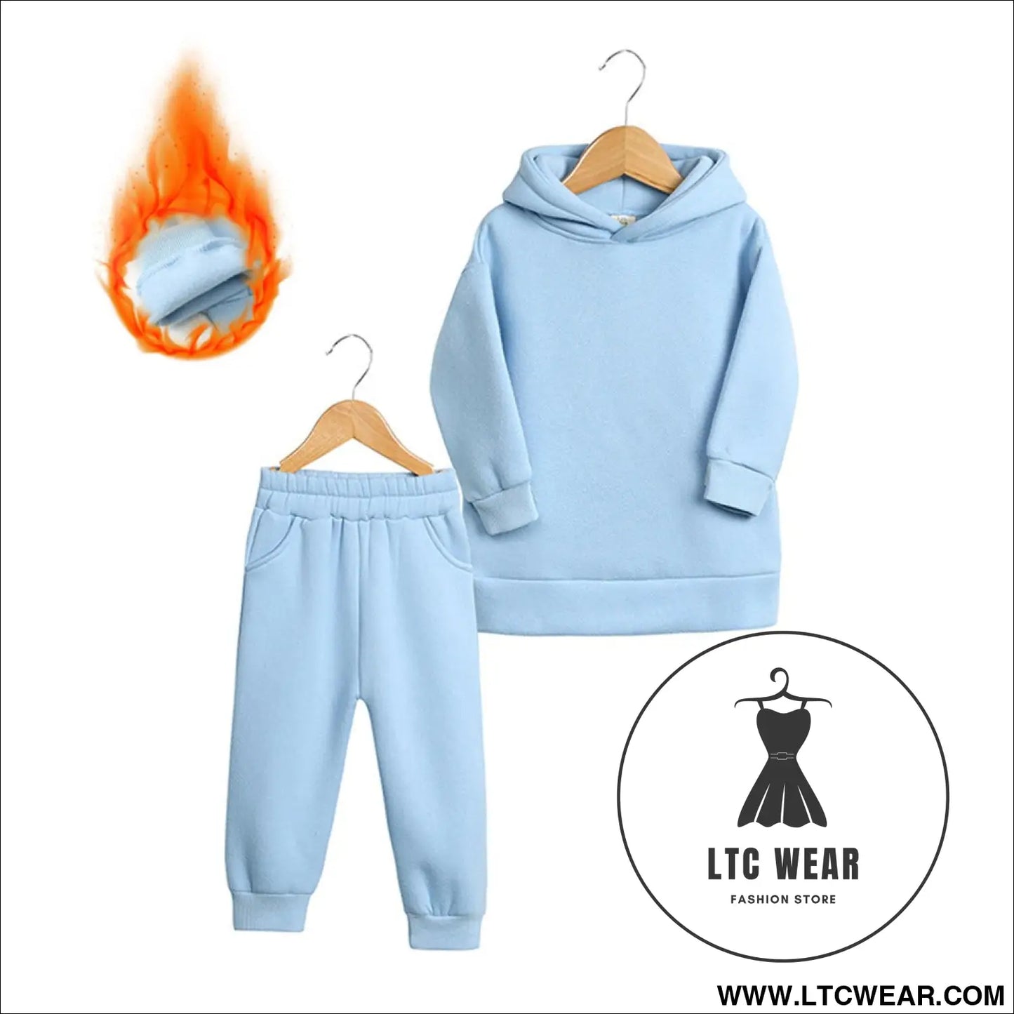 Thickened autumn and winter clothing children’s sports suit casual pullover hooded sweater trousers two-piece set
