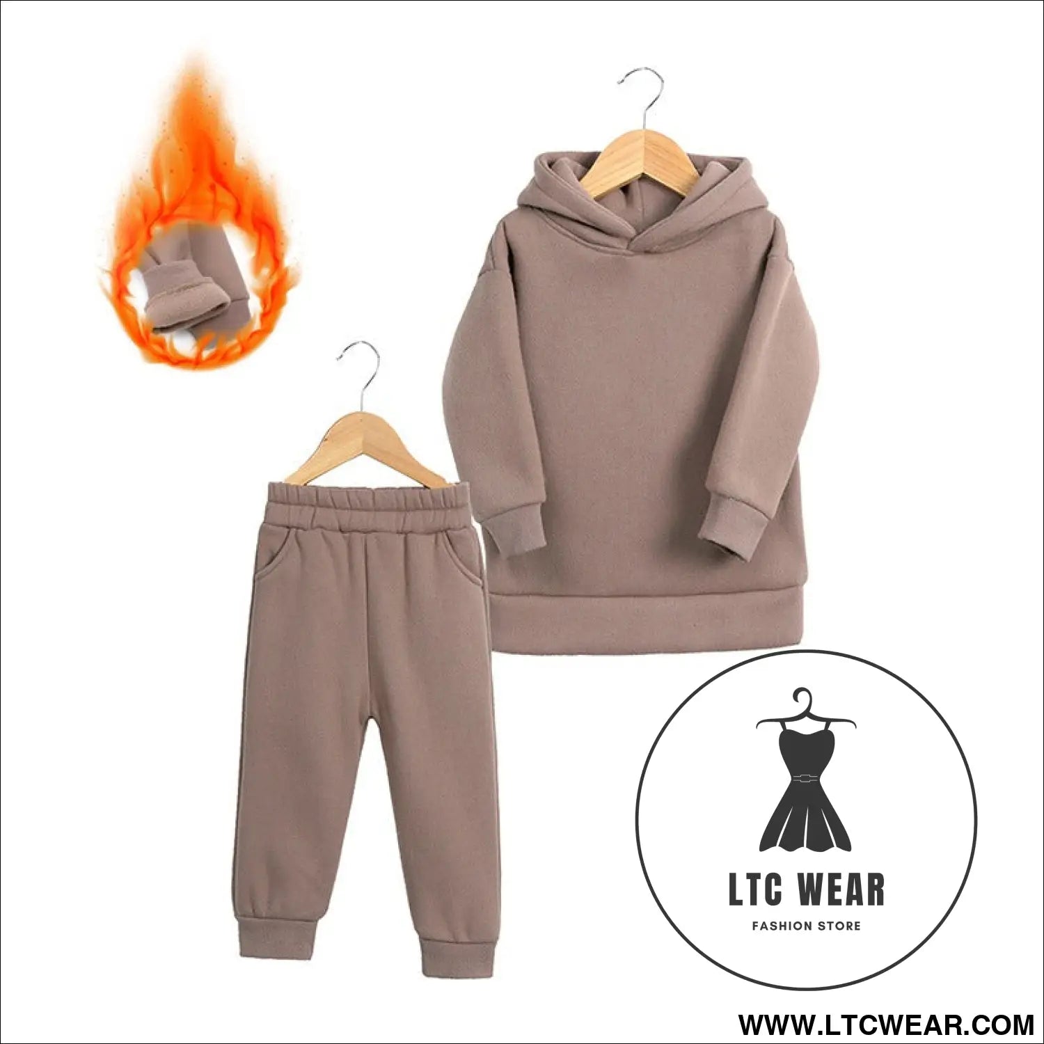 Thickened autumn and winter clothing children’s sports suit casual pullover hooded sweater trousers two-piece set