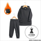 Thickened autumn and winter clothing children’s sports suit casual pullover hooded sweater trousers two-piece set