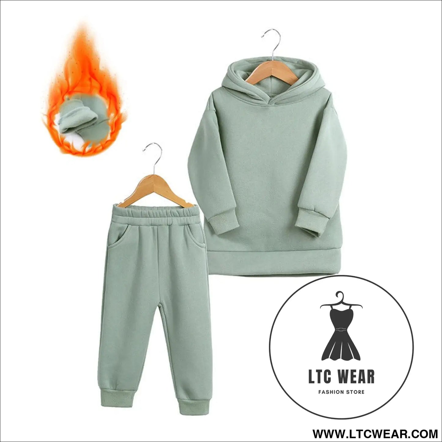 Thickened autumn and winter clothing children’s sports suit casual pullover hooded sweater trousers two-piece set
