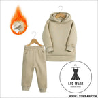 Thickened autumn and winter clothing children’s sports suit casual pullover hooded sweater trousers two-piece set