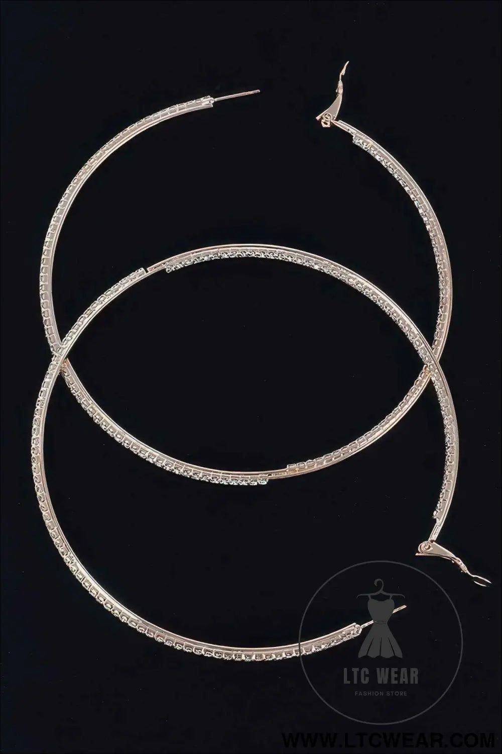 Thin Hoop Earrings With Rhinestone Details.