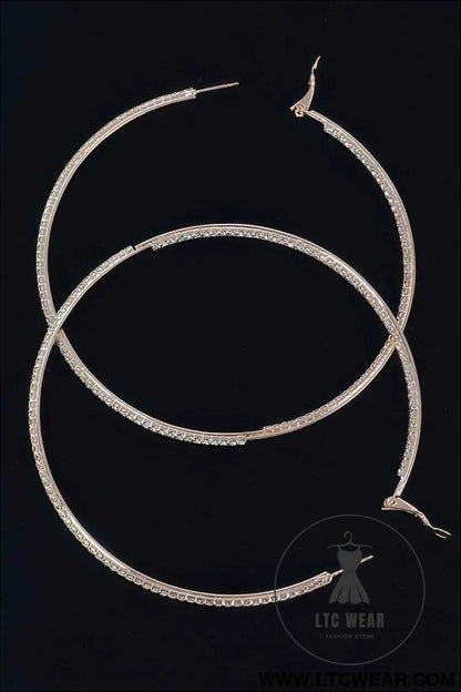 Thin Hoop Earrings With Rhinestone Details.