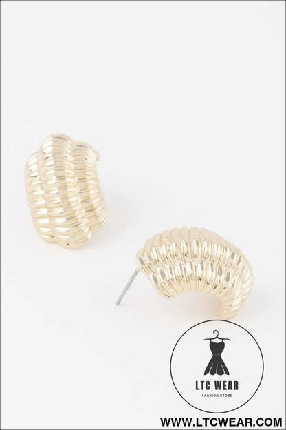 Thin Ribbed Hoop Earrings