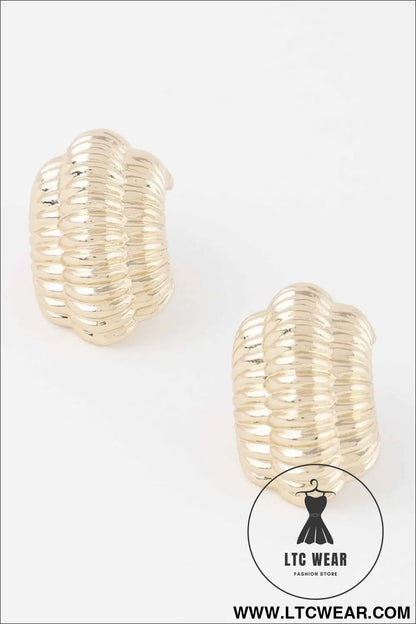Thin Ribbed Hoop Earrings