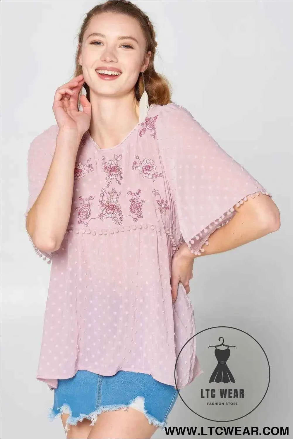 This Detailed Lace Trimmed Bubble Chiffon Blouse
