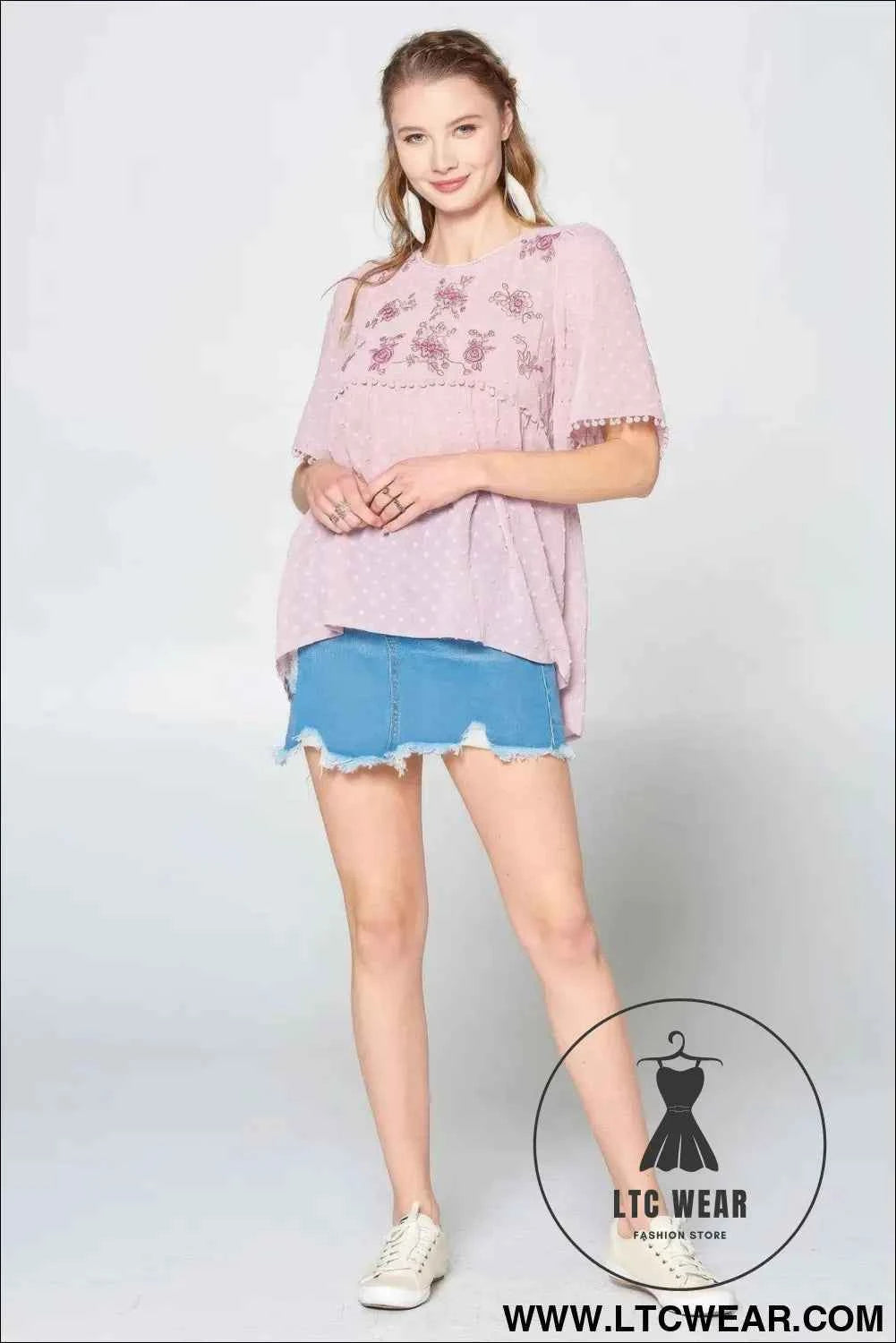 This Detailed Lace Trimmed Bubble Chiffon Blouse