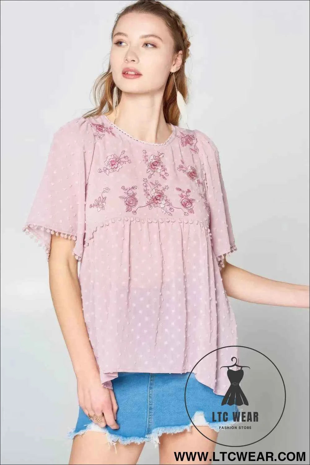 This Detailed Lace Trimmed Bubble Chiffon Blouse