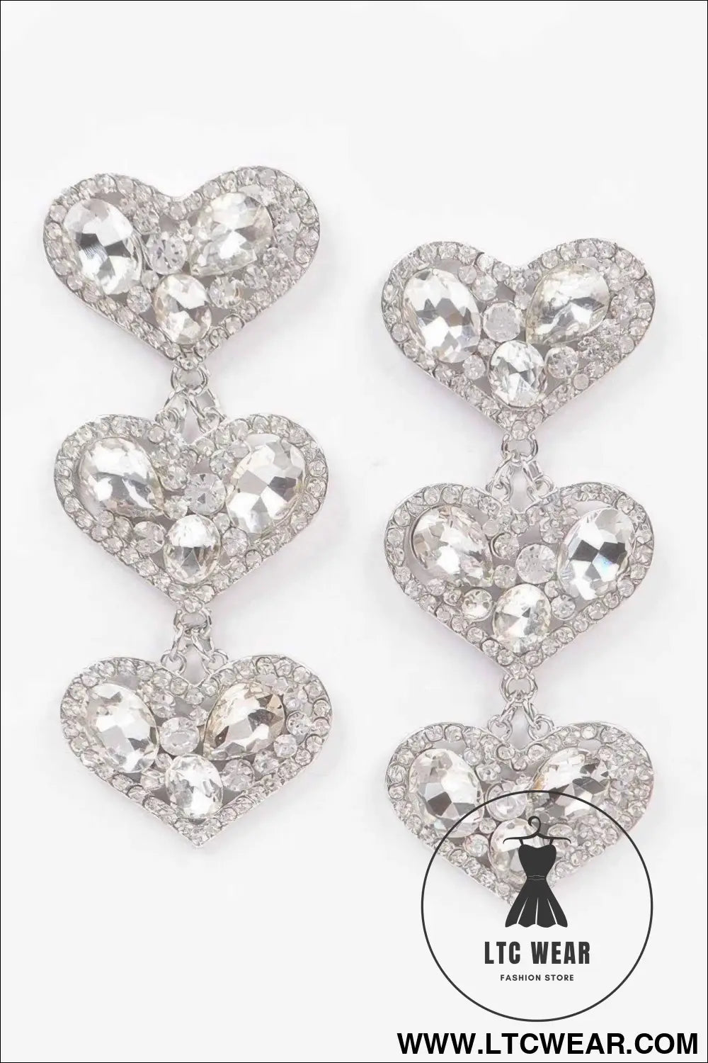 Three Heart Gem Earrings