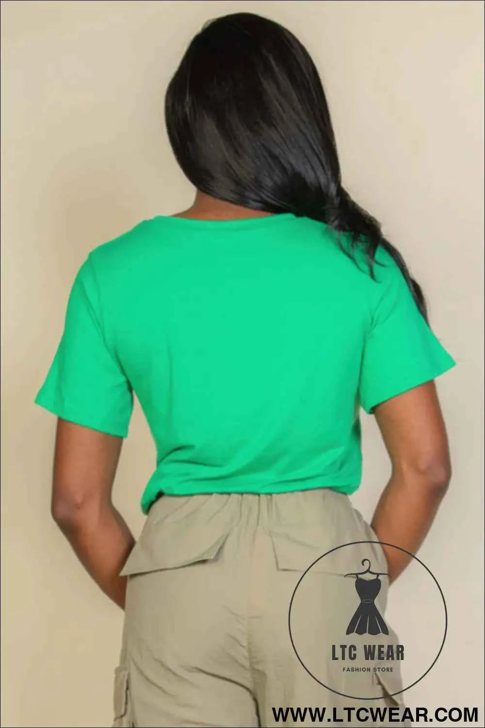 Tie Front Drawstring Short Sleeve Crop Top