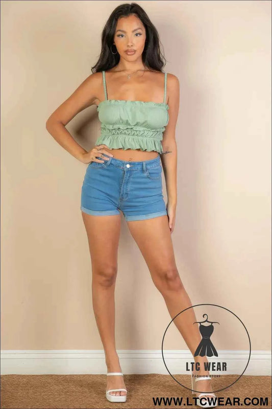 Tiered Shirred Body Crop Top