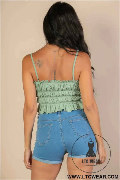 Tiered Shirred Body Crop Top