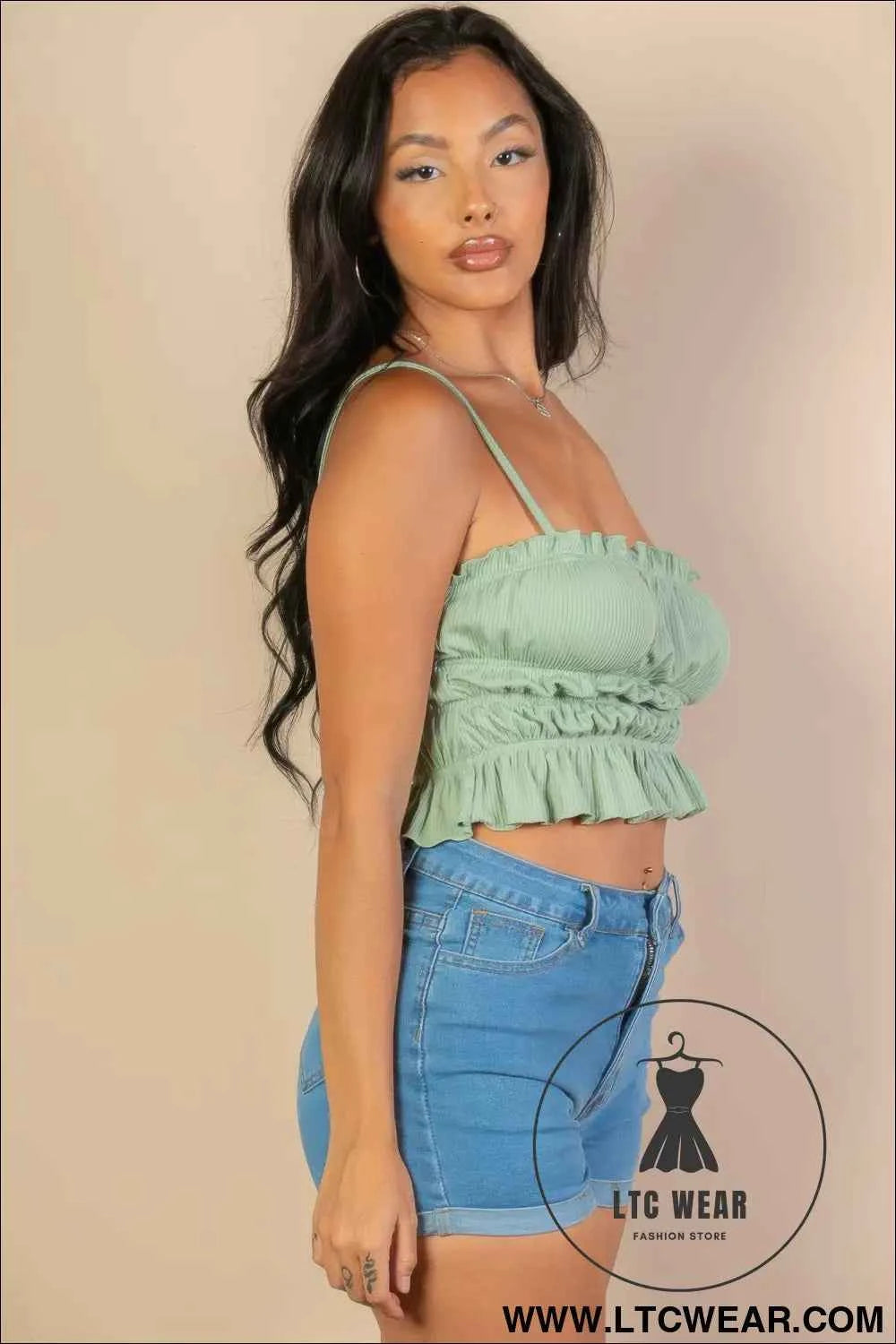Tiered Shirred Body Crop Top