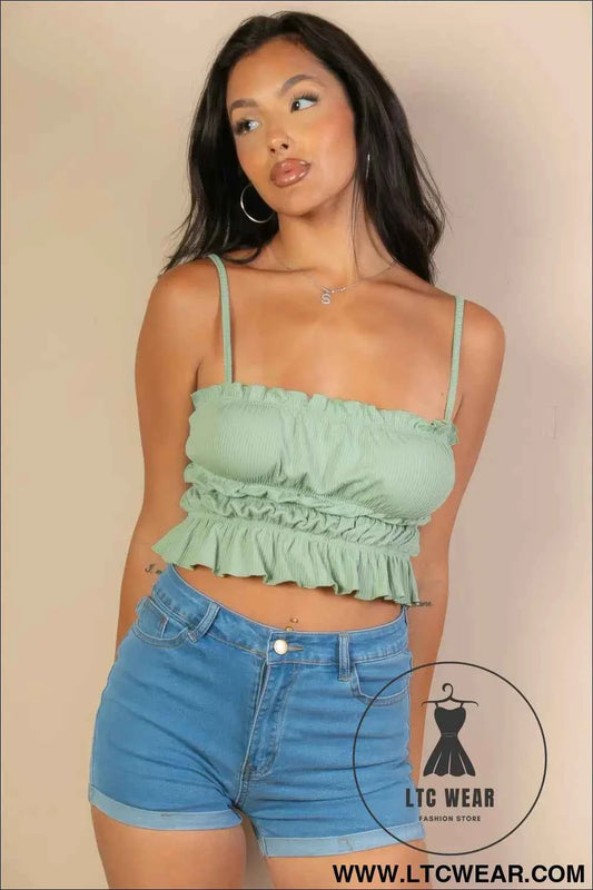 Tiered Shirred Body Crop Top