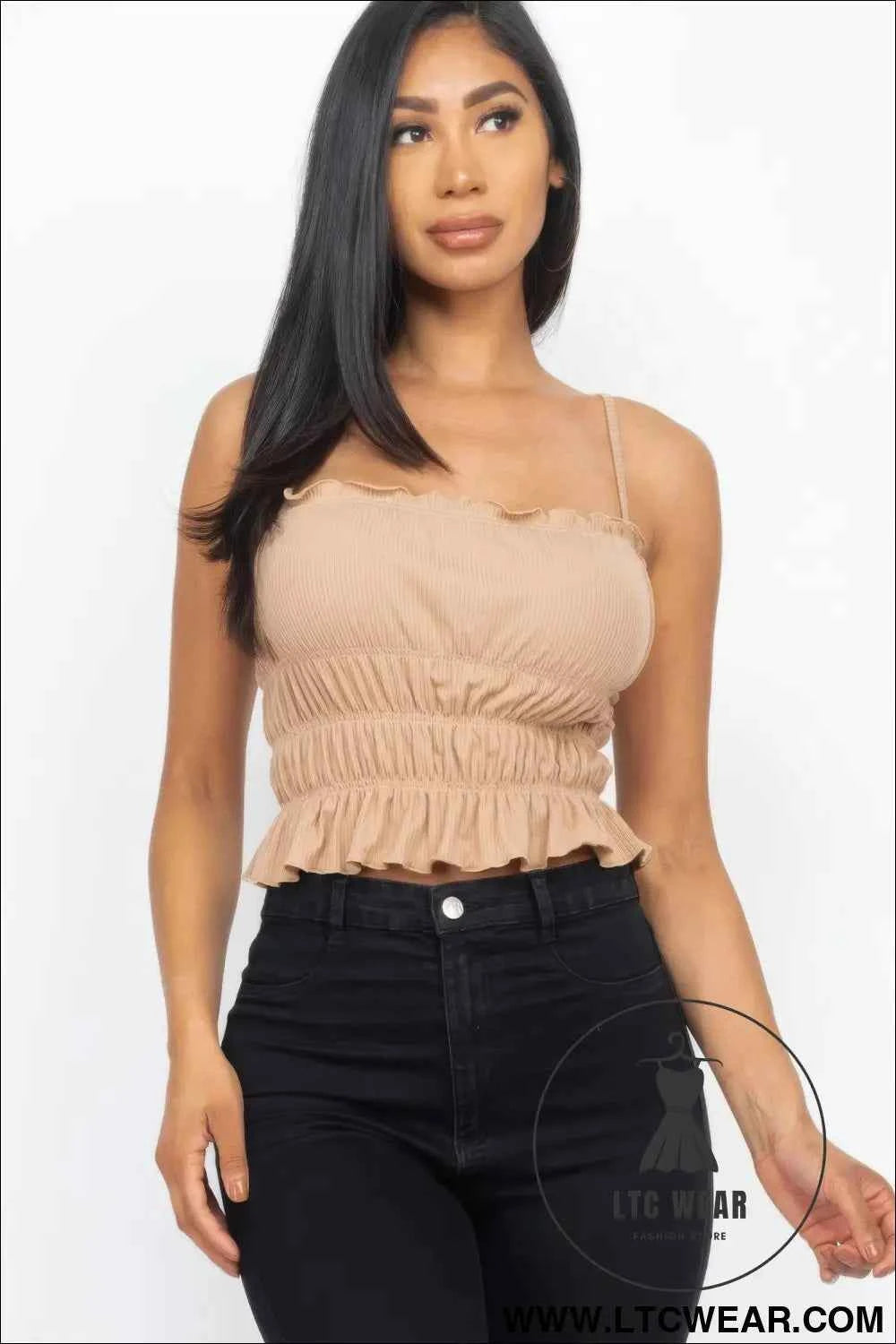 Tiered Shirred Body Crop Top
