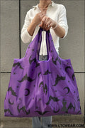 Tillandsia purple goth halloween pumpkin large capacity foldable tote bag - tillandsia purple / one size / 100%