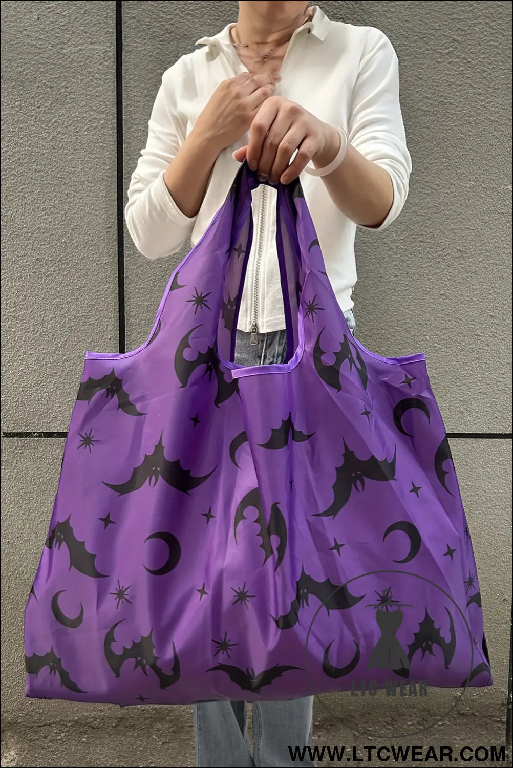 Tillandsia purple goth halloween pumpkin large capacity foldable tote bag - tillandsia purple / one size / 100%