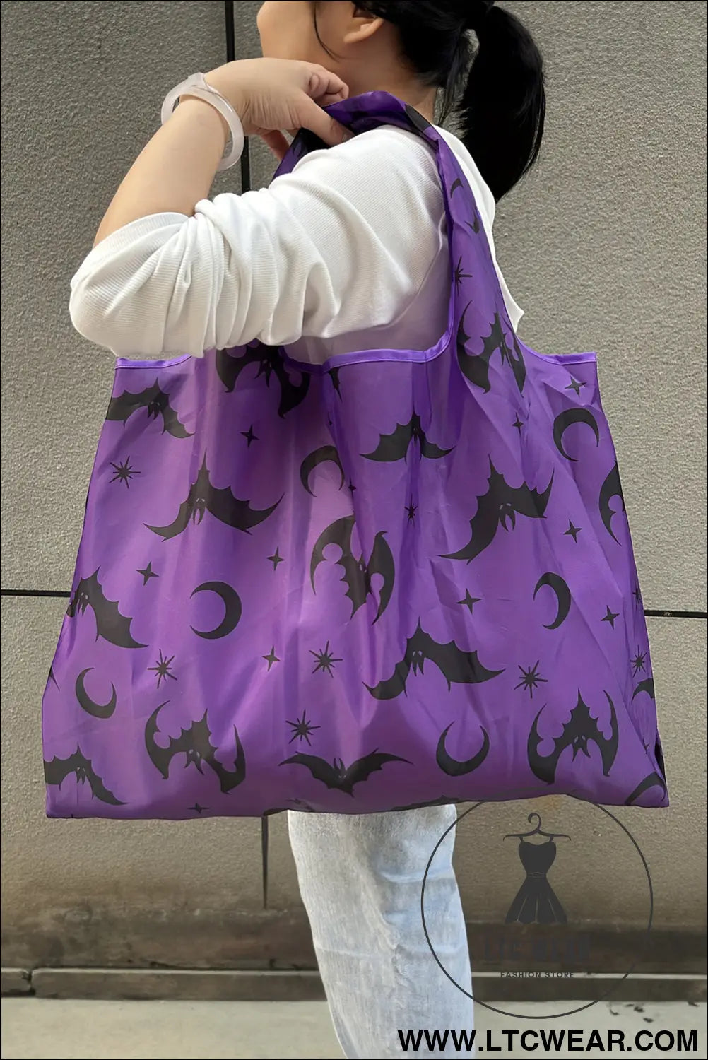 Tillandsia purple goth halloween pumpkin large capacity foldable tote bag - tillandsia purple / one size / 100%