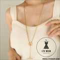 Titanium steel chain necklace - gold / one size
