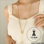 Titanium steel chain necklace - gold / one size