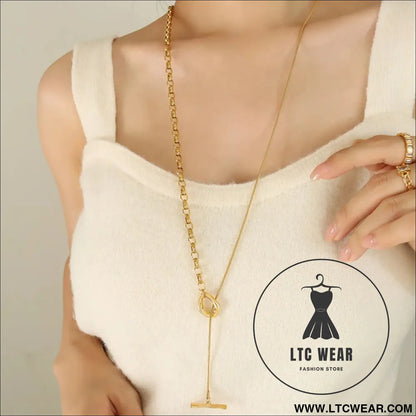 Titanium steel chain necklace - gold / one size