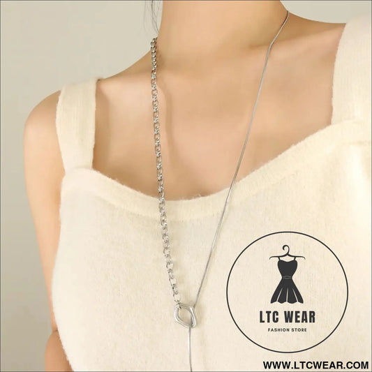 Titanium steel chain necklace - silver / one size