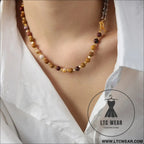 Titanium steel egg yolk stone necklace - silver / one size