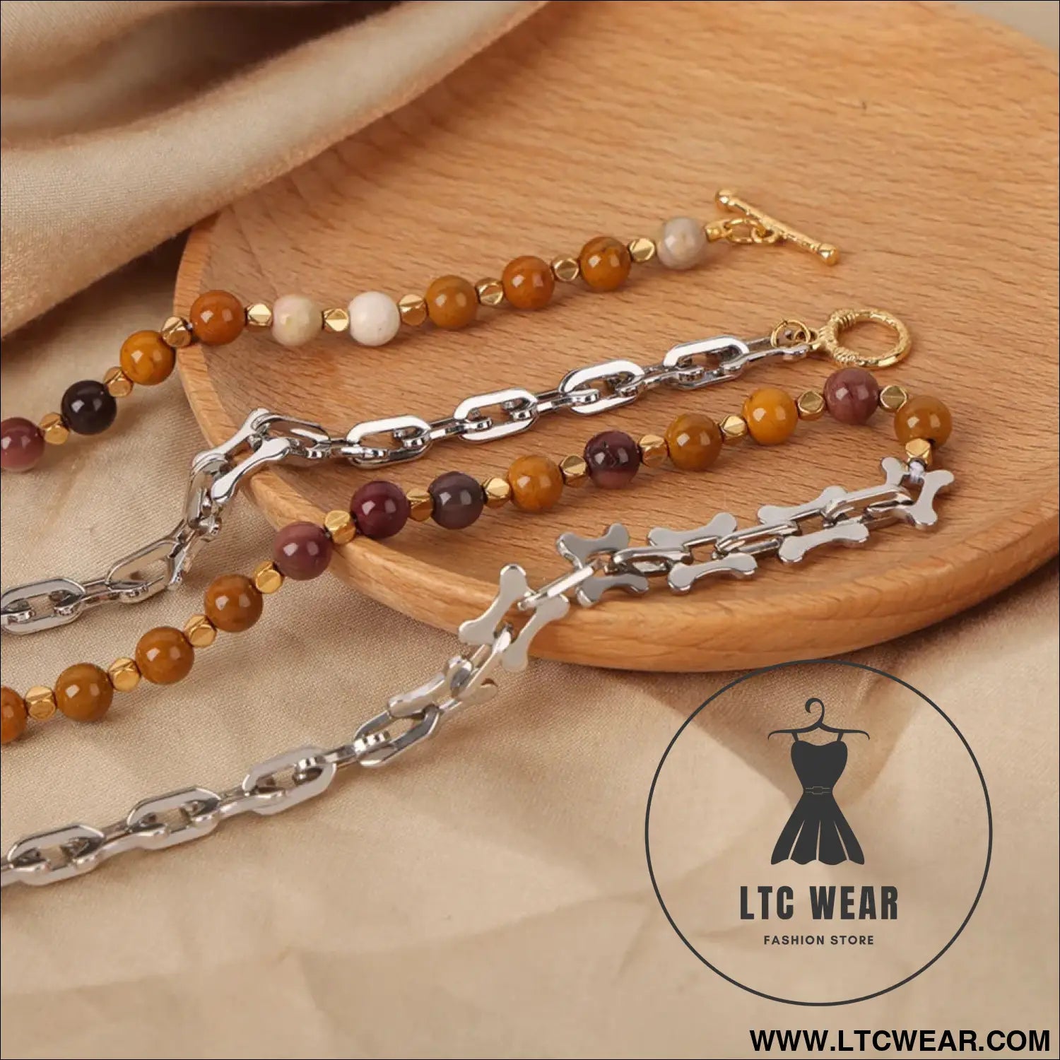 Titanium steel egg yolk stone necklace - silver / one size