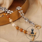 Titanium steel egg yolk stone necklace - silver / one size