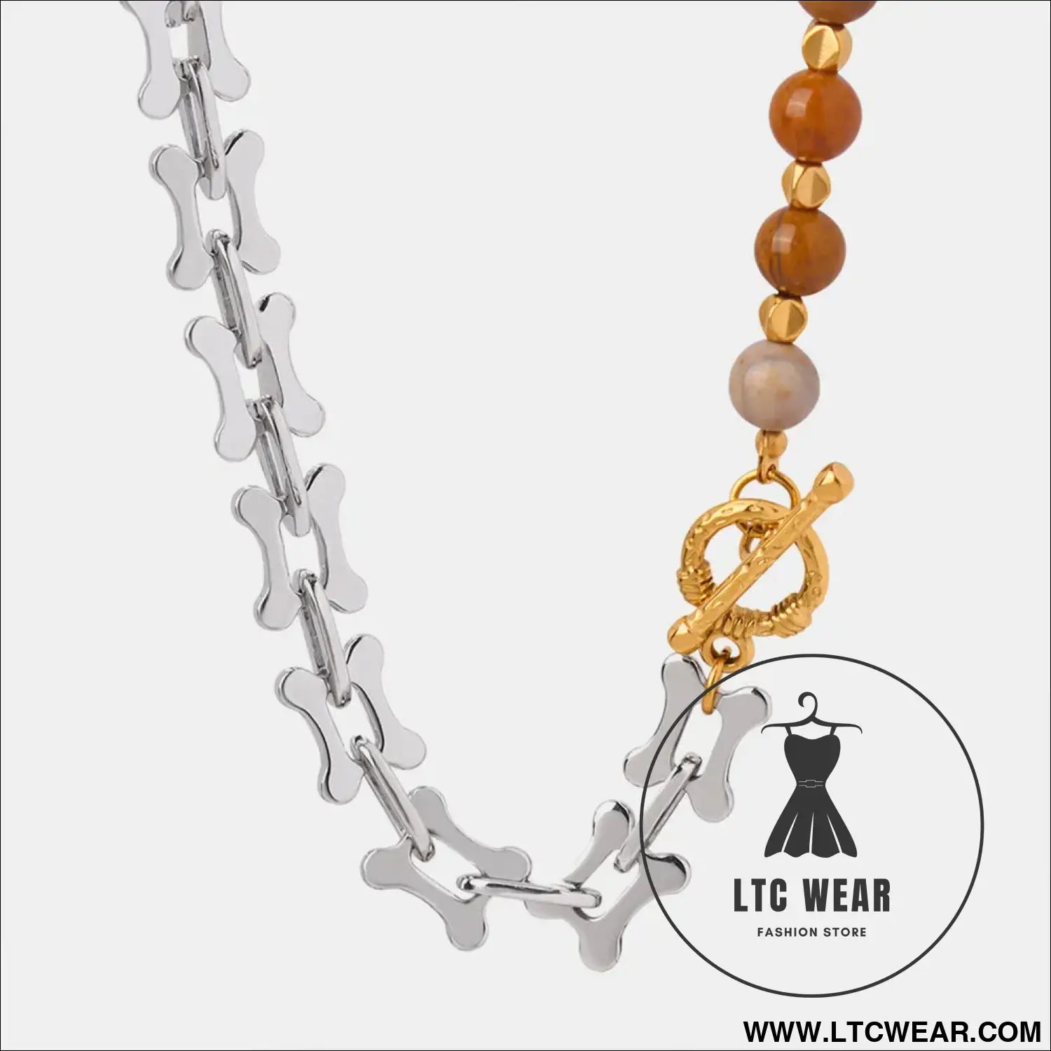 Titanium steel egg yolk stone necklace - silver / one size