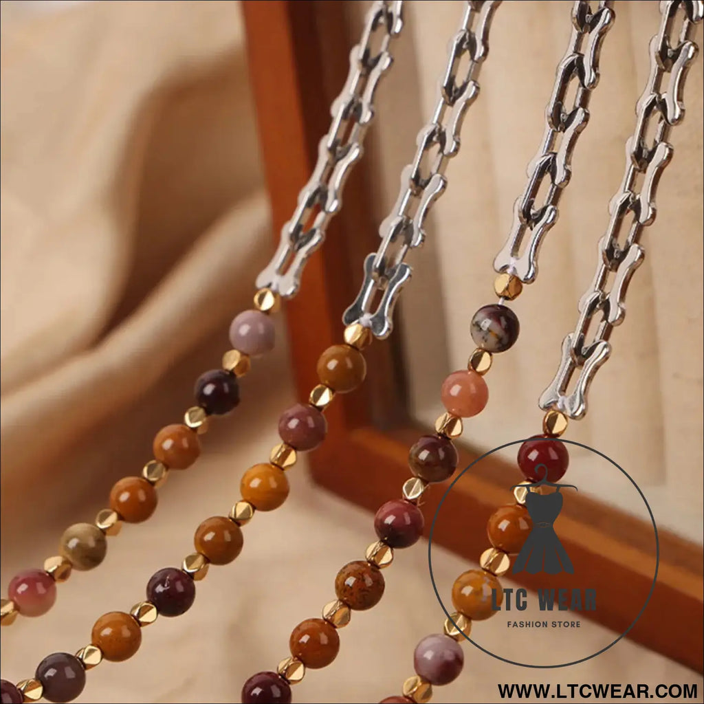 Titanium steel egg yolk stone necklace - silver / one size