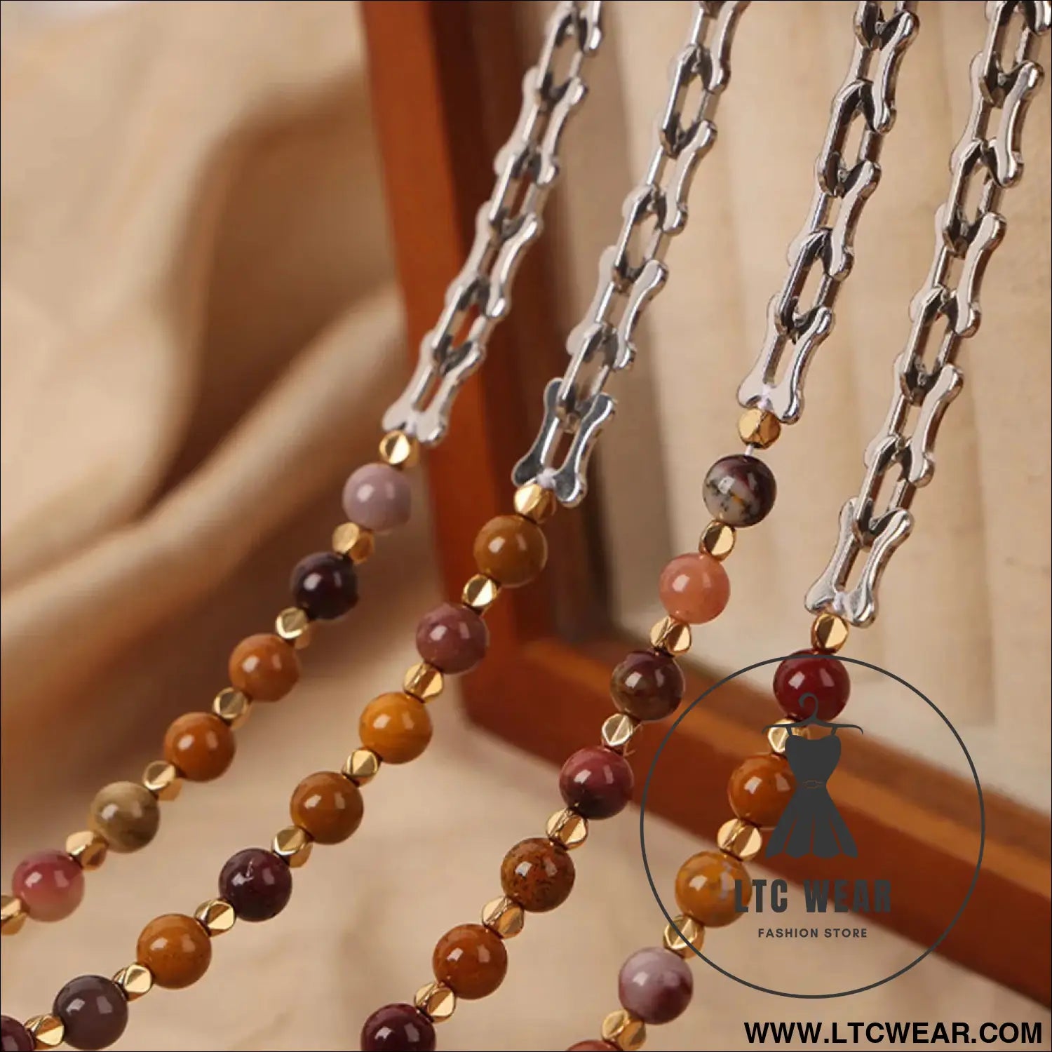 Titanium steel egg yolk stone necklace - silver / one size