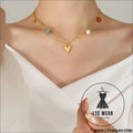 Titanium steel heart pendant necklace - gold / one size