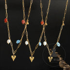 Titanium steel heart pendant necklace - gold / one size