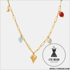 Titanium steel heart pendant necklace - gold / one size