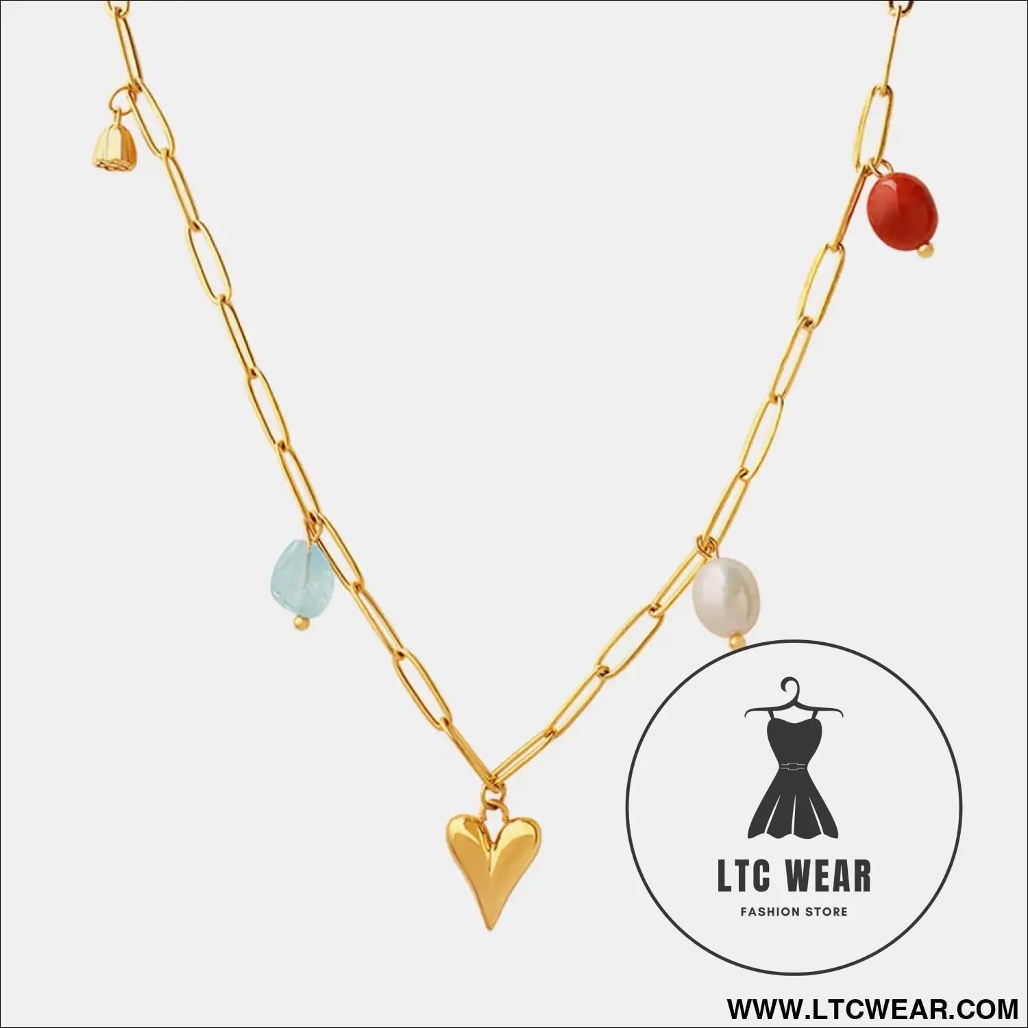 Titanium steel heart pendant necklace - gold / one size