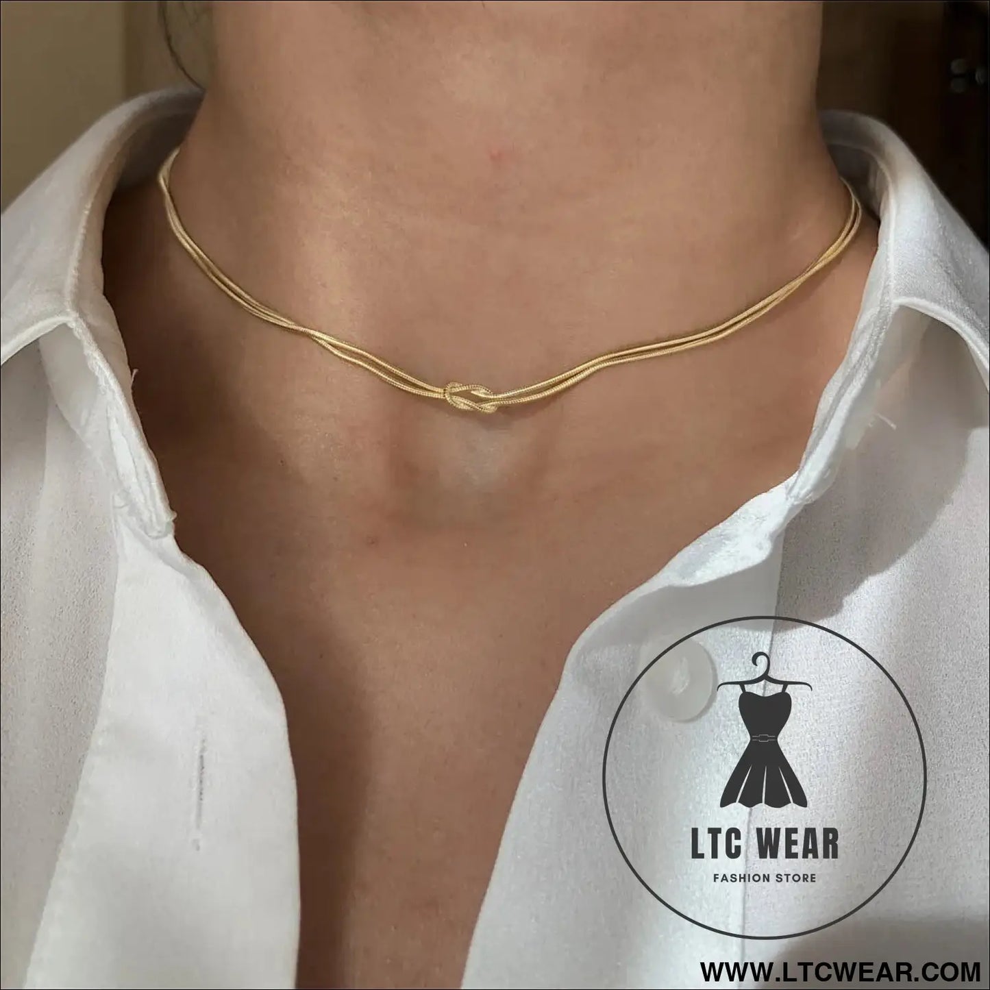 Titanium steel knotted necklace - gold / one size