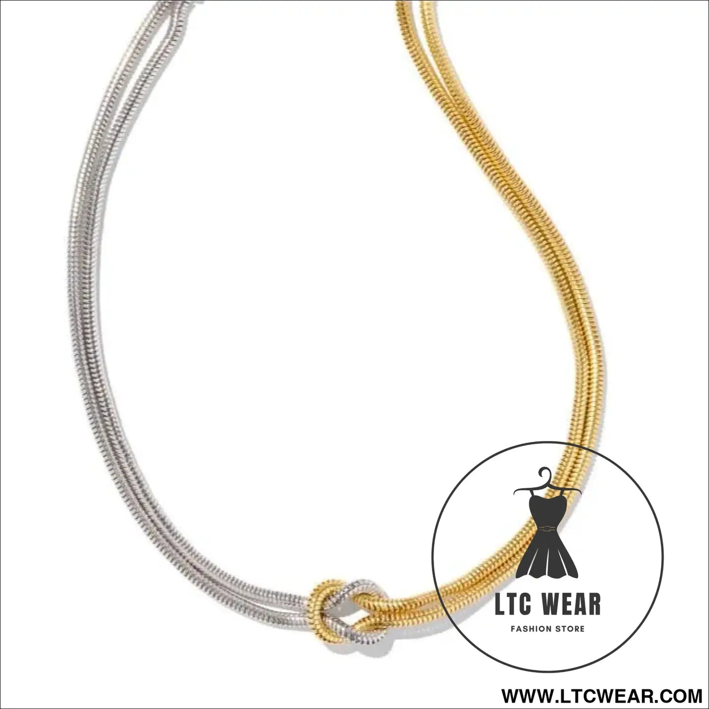 Titanium steel knotted necklace - gold/silver montage / one size