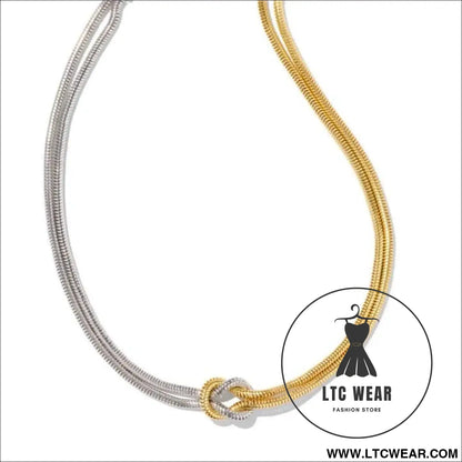 Titanium steel knotted necklace - gold/silver montage / one size