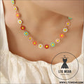 Titanium steel oil drip flower necklace - gold / one size