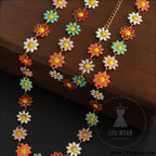 Titanium steel oil drip flower necklace - gold / one size
