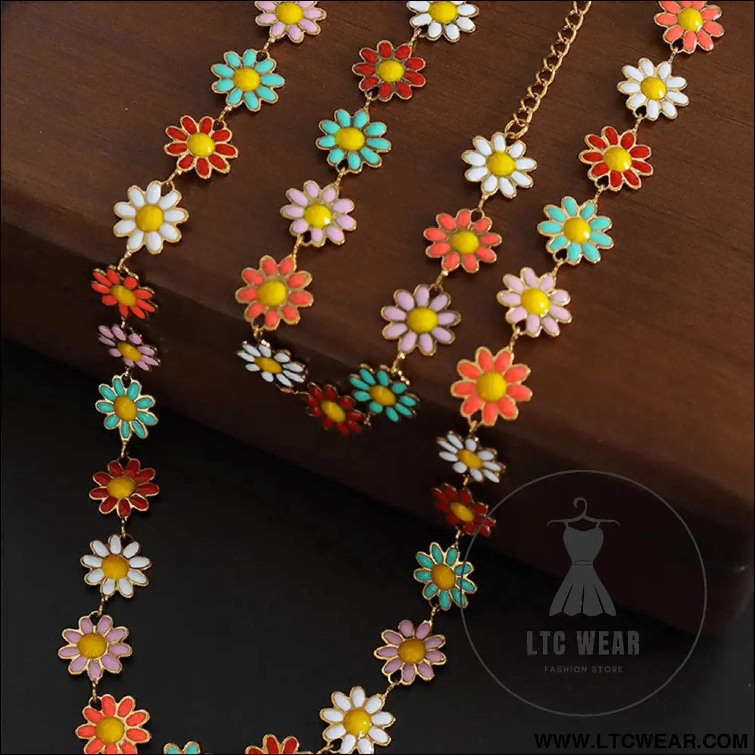 Titanium steel oil drip flower necklace - gold / one size