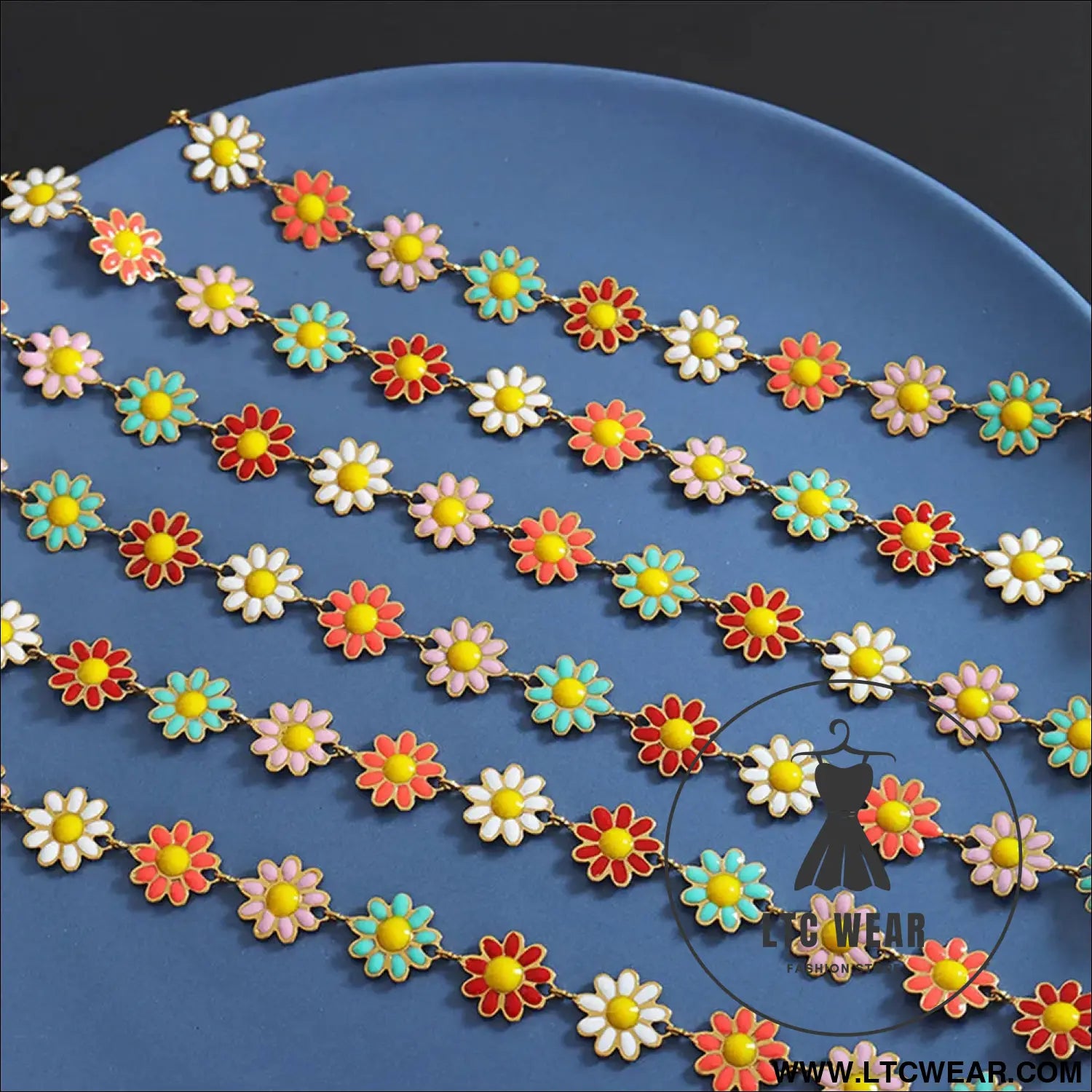 Titanium steel oil drip flower necklace - gold / one size