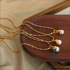 Titanium steel pearl pendant necklace - gold / one size