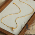 Titanium steel pearl pendant necklace - gold / one size