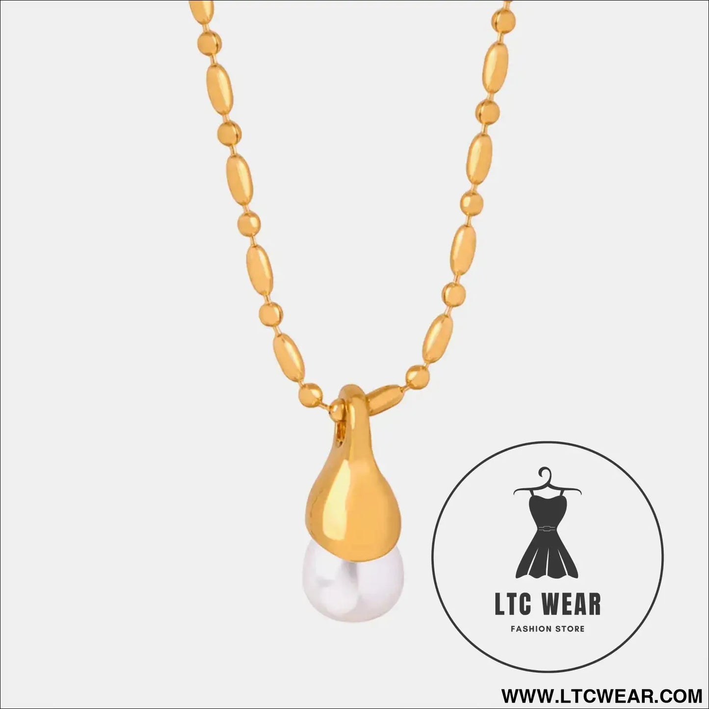 Titanium steel pearl pendant necklace - gold / one size