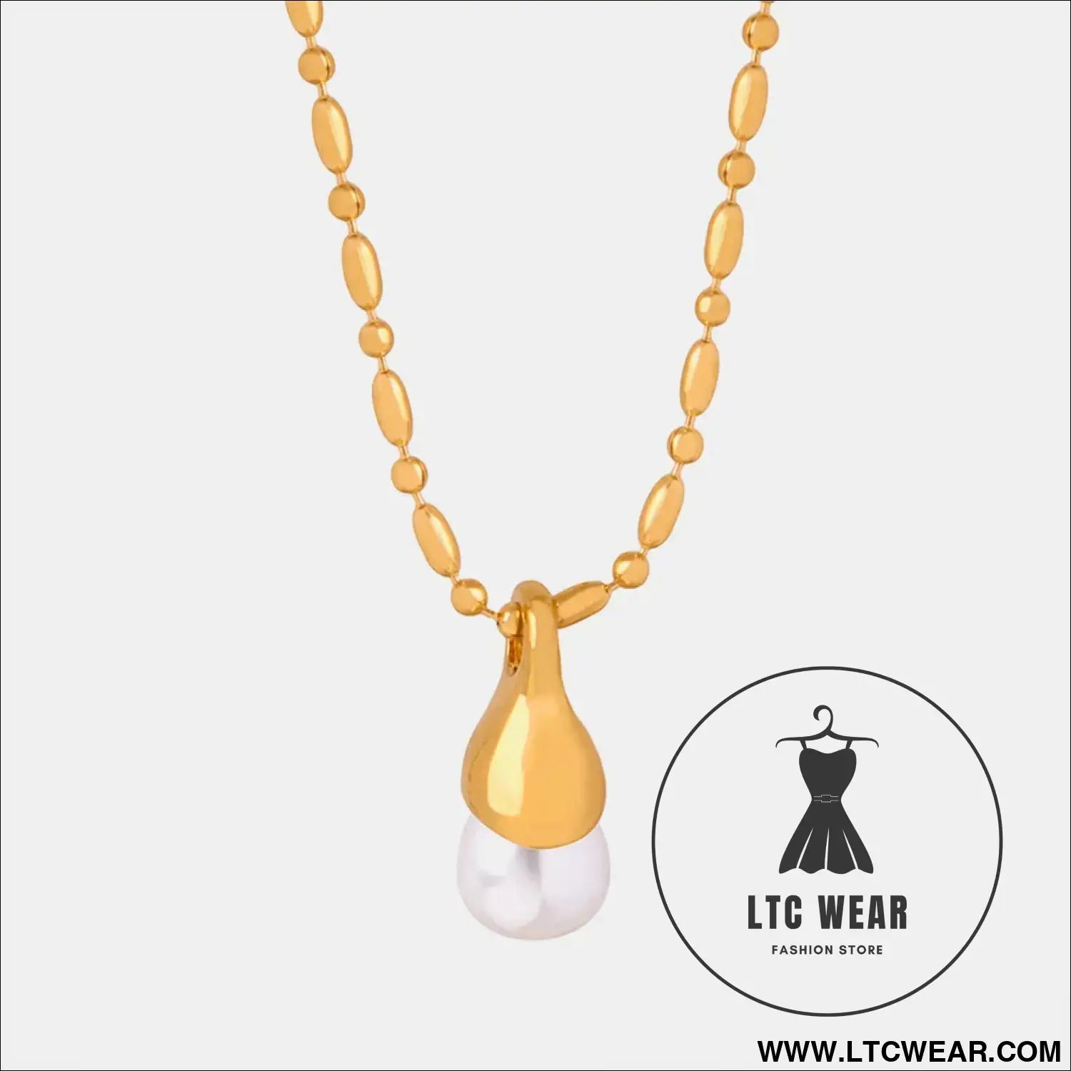 Titanium steel pearl pendant necklace - gold / one size
