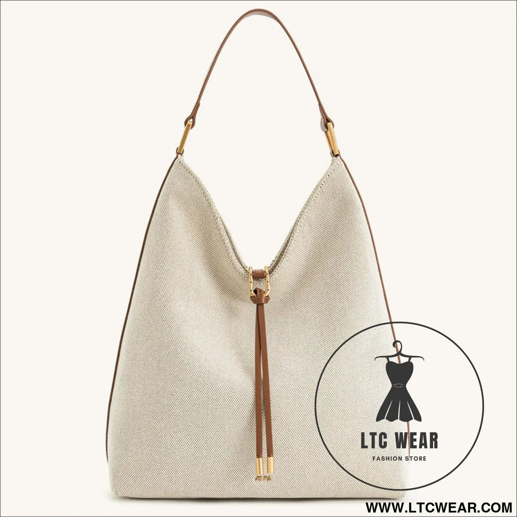 Tote bag with large capacity and lazy feeling single shoulder armpit bag - canvas brown / 29*33*12cm