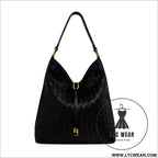 Tote bag with large capacity and lazy feeling single shoulder armpit bag - woven texture black / 29*33*12cm